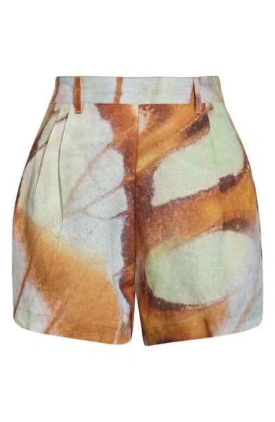 Vitamin A ® The Getaway Linen Cover-up Shorts In Brown