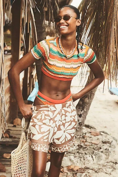 Vitamin A The Getaway Linen Shorts In Multicolor