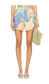 Vitamin A The Getaway Linen Shorts In Blue,peach