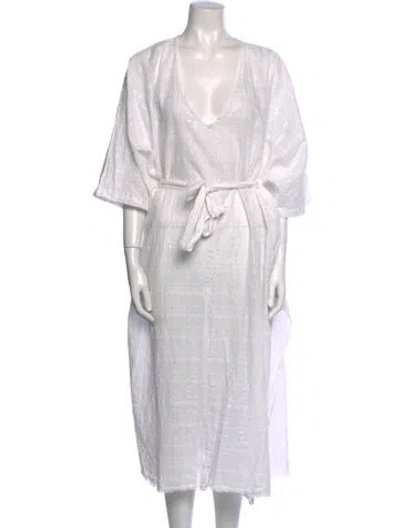 Pre-owned Vitamin A V-neck Long Dress In Neutral