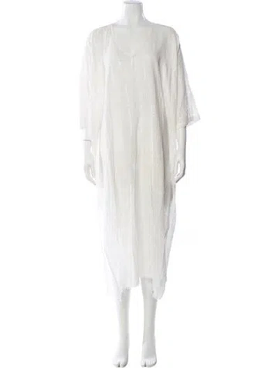 Pre-owned Vitamin A V-neck Long Dress In White