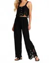 Vitamin A Wide Leg Flora Pants In Black Beachside Broderie In Multi