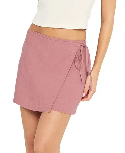 Vitamin A Willa Linen Wrap Mini Skirt In Pink