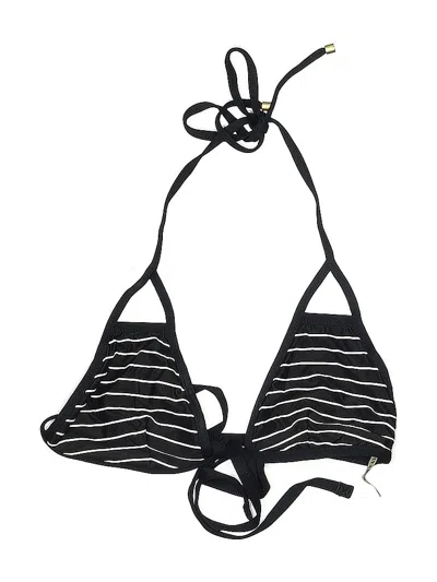 Pre-owned Vitamin Swimsuit Top Black Stripes Pattern Swimwear