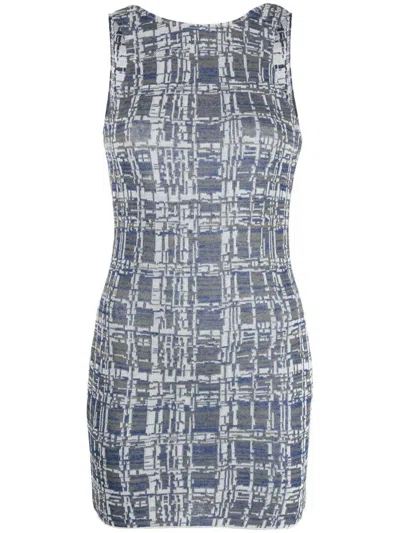 Vitelli Babele Jacquard Scoop Back Mini Dress In J4 Royal Blu / Pearl