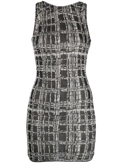 Vitelli Babele Jacquard Scoop Back Mini Dress In J5 Ivory Black