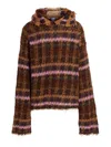 Vitelli Oversized Hooded Sweater Textured Knit In Multicolor