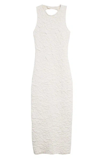 Vitelli Crinkle Jacquard Wool Knit Dress In White