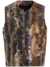 Vitelli Abstract Pattern Sleeveless Vest With Front Pockets In Brown