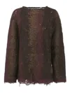 Vitelli Gradient Sweater With Flared Hem And Crew Neck In Marrón