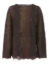 Vitelli Gradient Sweater With Flared Hem And Crew Neck In Brown