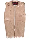 Vitelli Distressed-effect Zip-up Vest