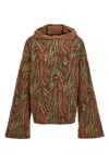 Vitelli Jacquard Flow Hooded Sweater In Brown