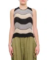 Vitelli Linen And Cotton Horizontal Peacock Crop Top