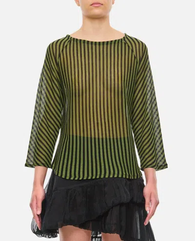 Vitelli Linen Cotton And Wool Raglan Sweater In Green
