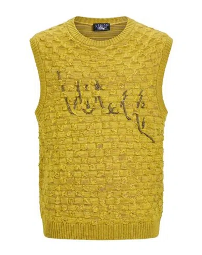 Vitelli Man Sweater Mustard Size 1 Wool, Cotton, Viscose, Cashmere, Mohair Wool In Yellow