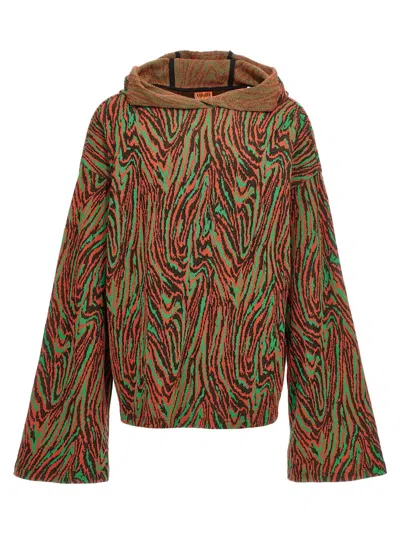 VITELLI MULTICOLOR FLOW JACQUARD HOODED SWEATER
