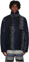 Vitelli Navy Striped Turtleneck In M9 Black And Navy