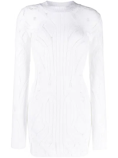 Vitelli Open-knit Long-line Jumper In Blanco