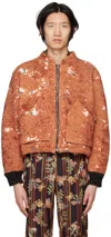 Vitelli Orange Graphic Bomber Jacket In Burnt Orange On Flo