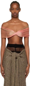 Vitelli Pink & Beige Cosmic Butterfly Camisole In Pink And Beige