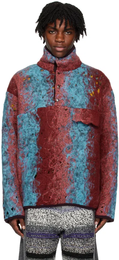 Vitelli Red & Blue Striped Turtleneck In M1 Red And Blue