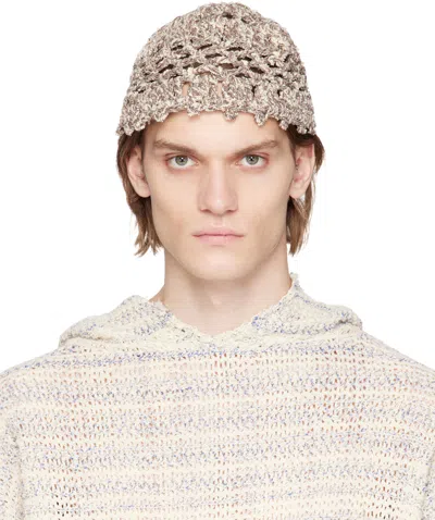 Vitelli Ssense Exclusive Brown Flower Beanie In Cream And Sand