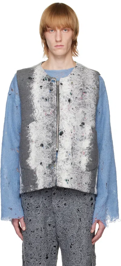 Vitelli Ssense Exclusive Gray Vest In Grey And White Mohai