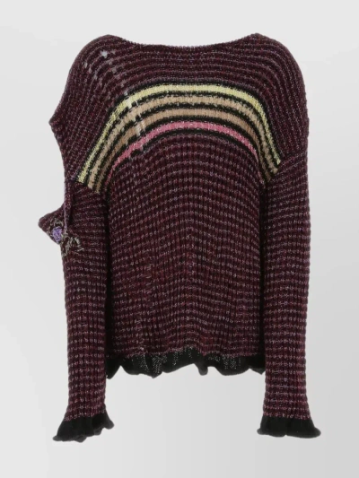 VITELLI STRIPED OVERSIZED SWEATER WITH METALLIC ACCENTS