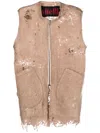 Vitelli Distressed-effect Zip-up Vest In M7 Ecru
