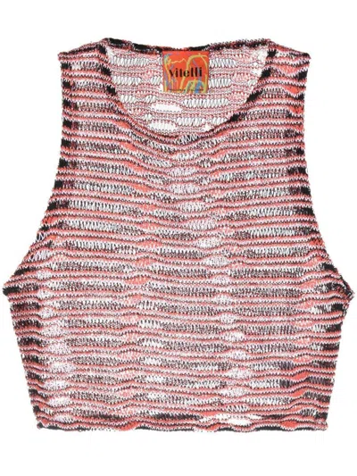 Vitelli Wave Jacquard Crop Top Clothing In Red