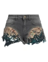 Vitelli Denim Shorts With Knitted Inserts In Black