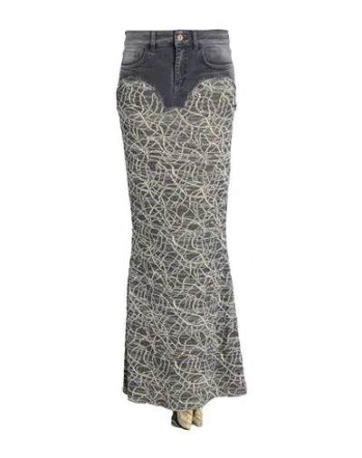 Vitelli Woman Maxi Skirt Grey Size 2 Cotton, Nylon, Linen, Polyamide