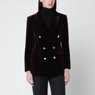 Vitovi Bordeaux Velvet Double-breasted Jacket In Burgundy