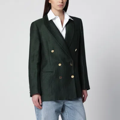 Vitovi Green Double-breasted Linen-blend Jacket