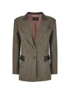 Vitovi Herringbone-pattern Single-breasted Blazer In Brown