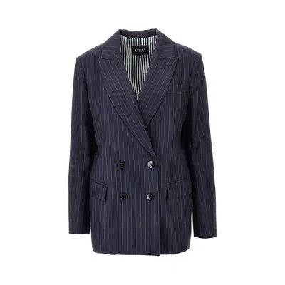 Vitovi 'move' Pinstriped Wool Jacket In Blue