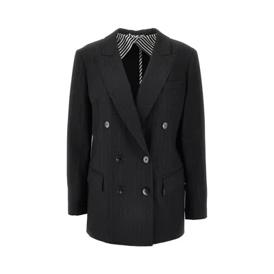 Vitovi 'victory' Pinstriped Double-breasted Jacket In Black