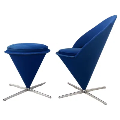 Pre-owned Vitra 1960s Original Early Verner Panton Cone Swivel Chair + Ottoman Set-- 2 Pieces In Purple
