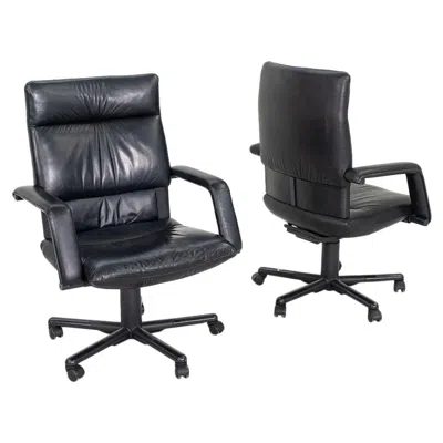 Pre-owned Vitra 1990 Mario Bellini For  Figura Executive Desk Chairs In Black Leather