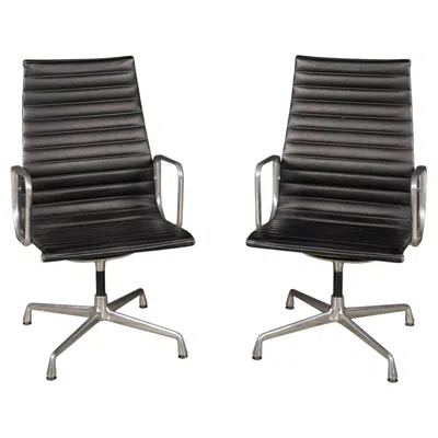Pre-owned Vitra 20thc Pair Of Ea117 Chairs In Black Leather By Charles & Ray Eames For