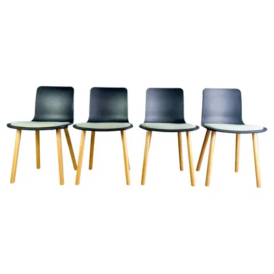 Pre-owned Vitra 4er Set  Stühle Hal Wood Mit Sitzpolster Jasper Morrison Design In Brown