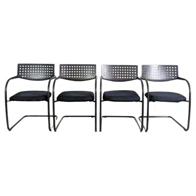 Pre-owned Vitra 4er Set  Visavis Stühle Design Freischwinger Armlehnstuhl In Black