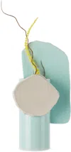 Vitra Blue & Off-white 'découpage' Vase In Feuille