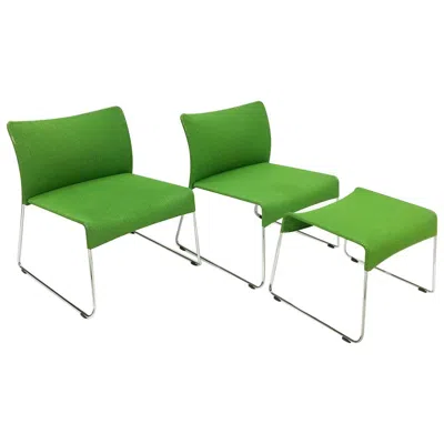 Pre-owned Vitra Jasper Morrison 2 Soft Sim Stackable Chairs And A Stool In Green