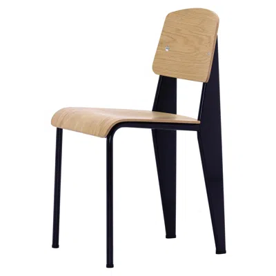 Pre-owned Vitra Jean Prouvé Standard Chair In Natural Oak And Deep Black For