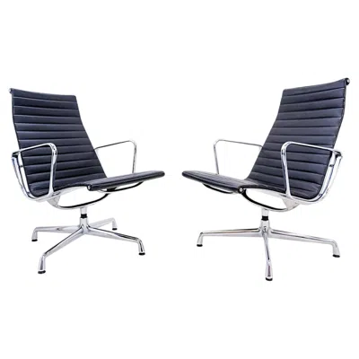 Pre-owned Vitra Pair Of  Ea 116 Lounge Chairs By Charles & Ray Eames In Black