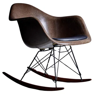 Pre-owned Vitra Rar Rocking Chair By Eames For , Fiberglass & Wood, 1980s In Brown