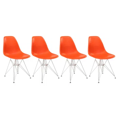 Pre-owned Vitra Set Of 4 Charles & Ray Eames X  Dsr Rusty Orange Eiffel Tower Base Chairs