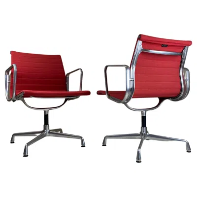Pre-owned Vitra Set Of 6  Ea107 Aluminum Chairs By Charles & Ray Eames 'mid-century Modern' In Brown
